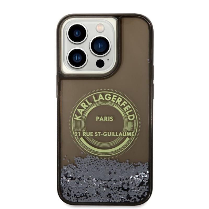 Karl Lagerfeld Liquid Glitter Round RSG Logo Case - Etui iPhone 14 Pro (czarny)