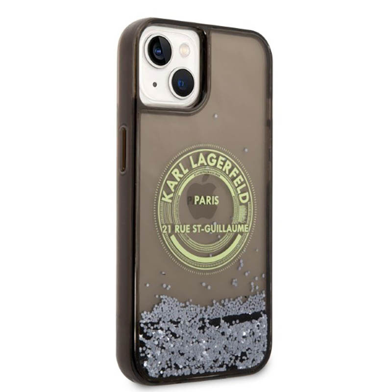Karl Lagerfeld Liquid Glitter Round RSG Logo Case - Etui iPhone 14 (czarny)