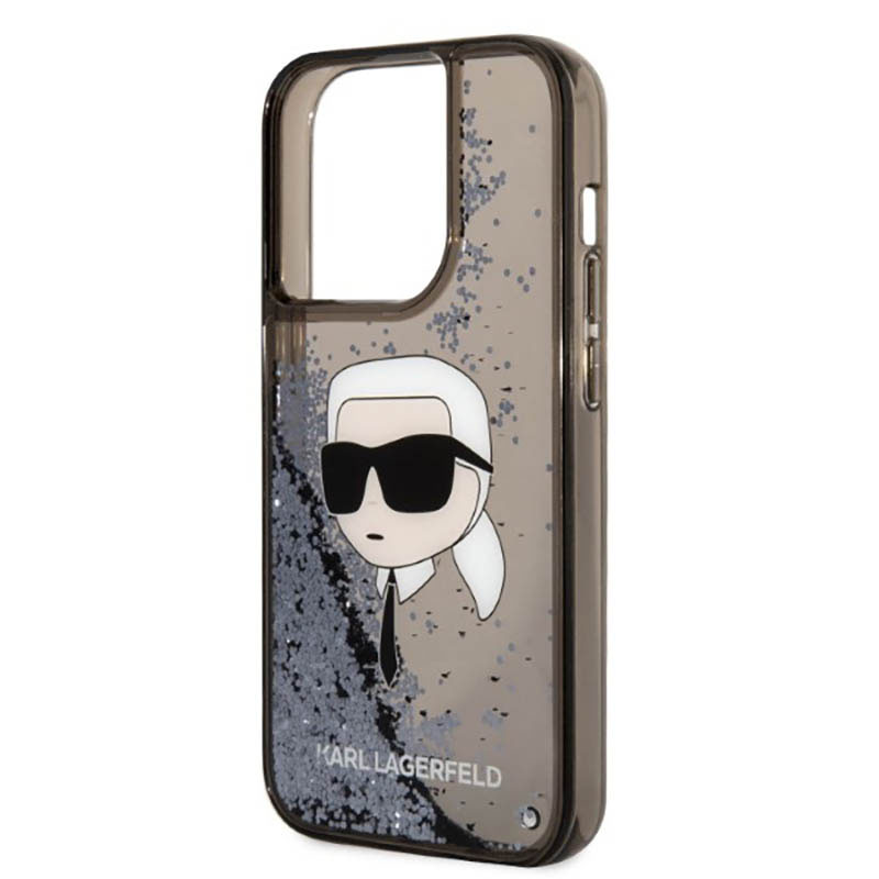 Karl Lagerfeld Liquid Glitter NFT Karl's Head - Etui iPhone 14 Pro Max (czarny)