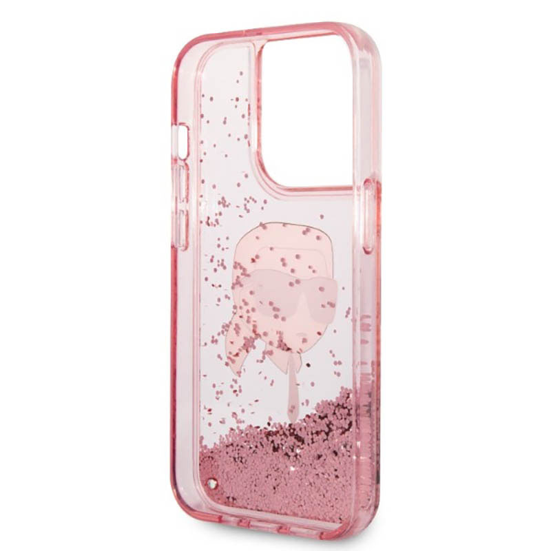 Karl Lagerfeld Liquid Glitter NFT Karl's Head - Etui iPhone 14 Pro Max (różowy)