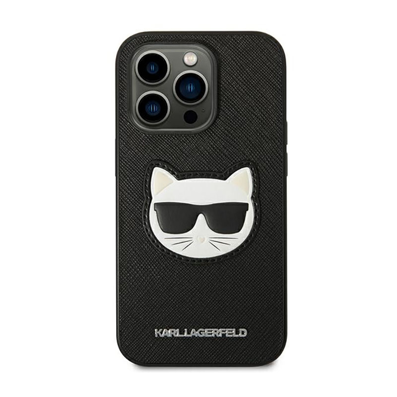 Karl Lagerfeld Saffiano Choupette Head Patch Case - Etui iPhone 14 Pro (czarny)