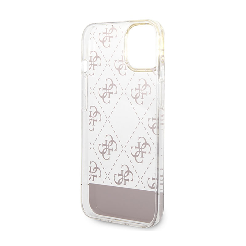 Guess 4G Stripe Script Logo Electroplated Pattern – Etui iPhone 14 Plus (różowy)