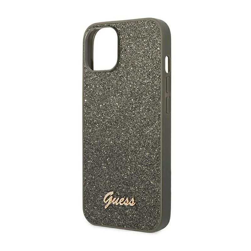Guess Glitter Flakes Metal Logo Case – Etui iPhone 14 Plus (zielony)