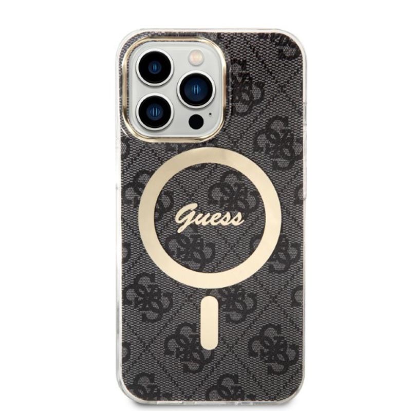Guess Bundle Pack MagSafe 4G - Zestaw etui + ładowarka MagSafe iPhone 13 Pro (czarny/złoty)