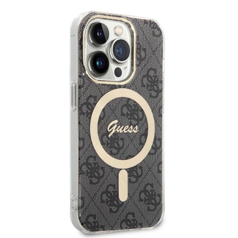 Guess Bundle Pack MagSafe 4G - Zestaw etui + ładowarka MagSafe iPhone 14 Pro Max (czarny/złoty)