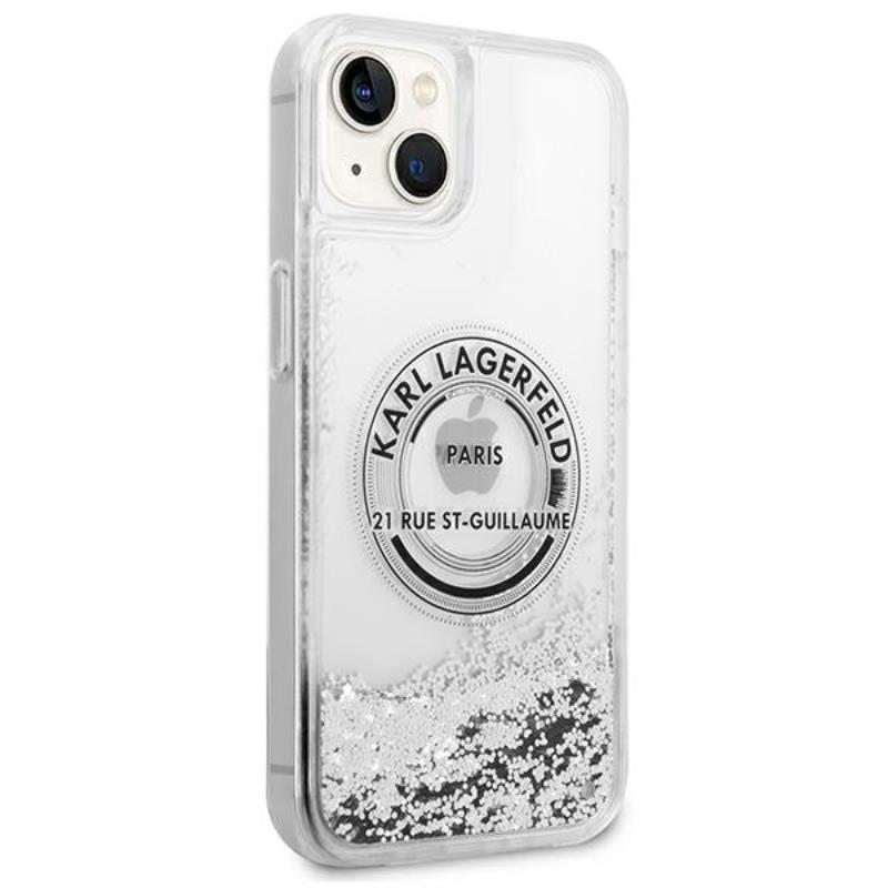 Karl Lagerfeld Liquid Glitter Round RSG Logo Case – Etui iPhone 14 (srebrny)