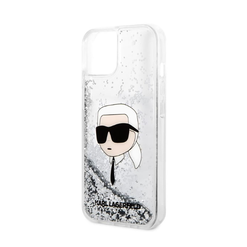 Karl Lagerfeld Liquid Glitter NFT Karl's Head - Etui iPhone 14 Plus (srebrny)