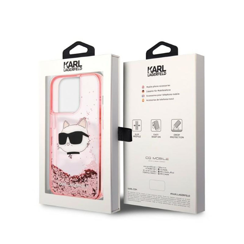 Karl Lagerfeld Liquid Glitter NFT Choupette Head - Etui iPhone 14 Pro (różowy)