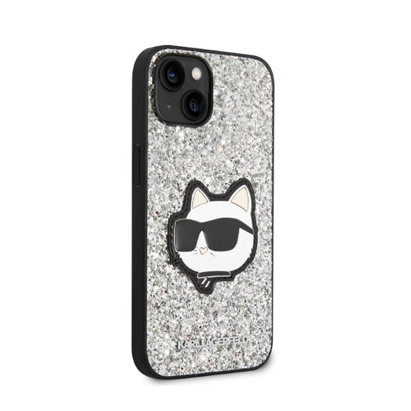 Karl Lagerfeld NFT Glitter Choupette Patch - Etui iPhone 14 (srebrny)