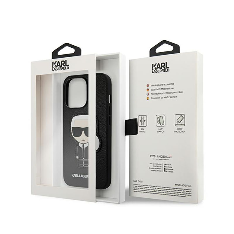 Karl Lagerfeld Saffiano Ikonik Patch - Etui iPhone 13 Pro (czarny)