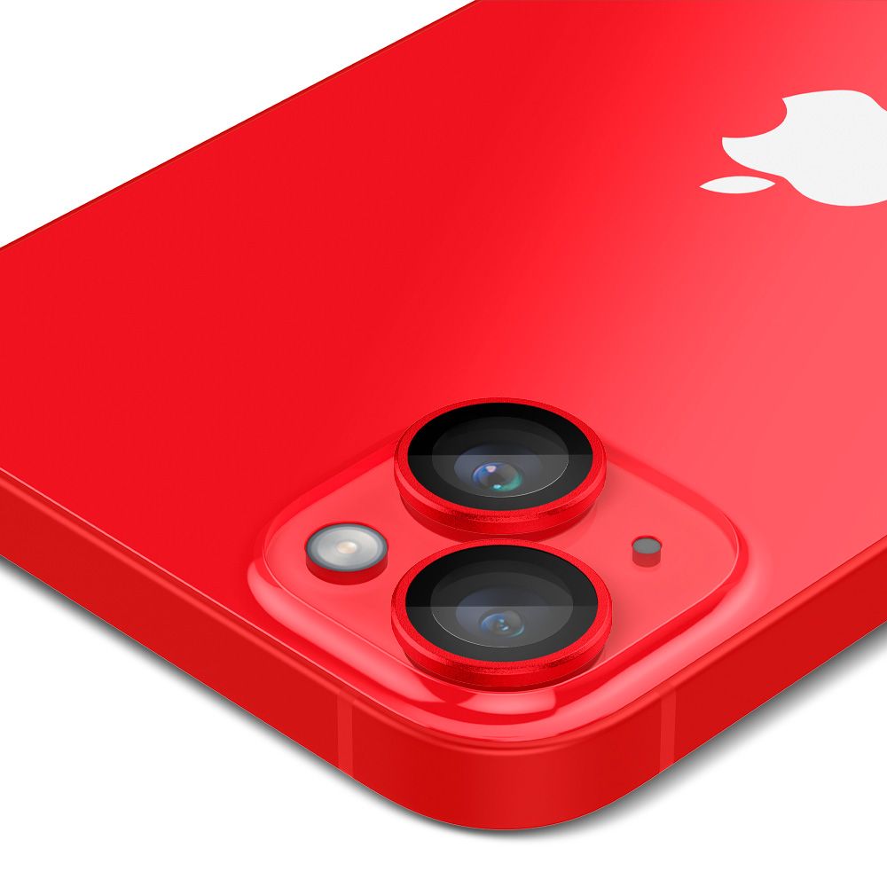 Spigen Optik.TR Camera Lens Protector 2-Pack - Szkło ochronne na obiektyw do Apple iPhone 15 / 15 Plus Plus / iPhone 14 / iPhone 14 Plus (2 szt) (czerwony)