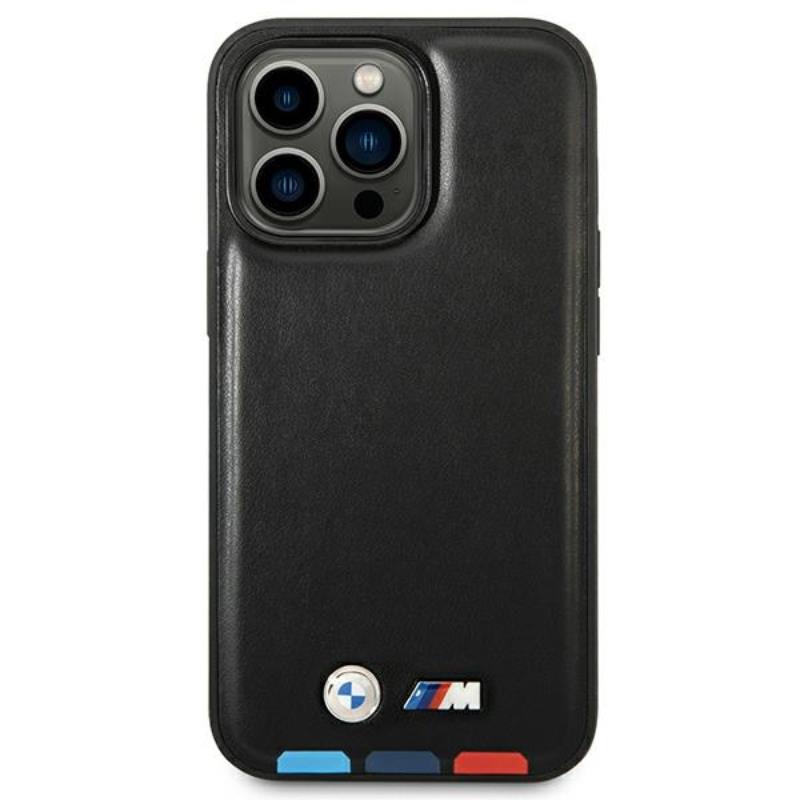 BMW Leather Hot Stamp Tricolor – Etui iPhone 14 Pro (Czarny)