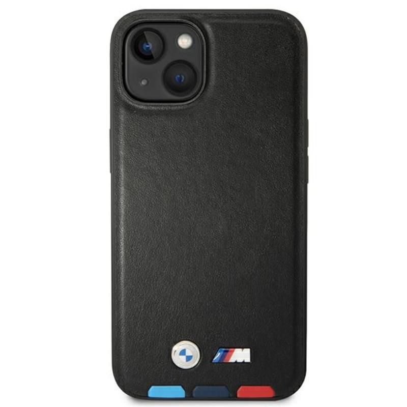 BMW Leather Hot Stamp Tricolor – Etui iPhone 14 Plus (Czarny)