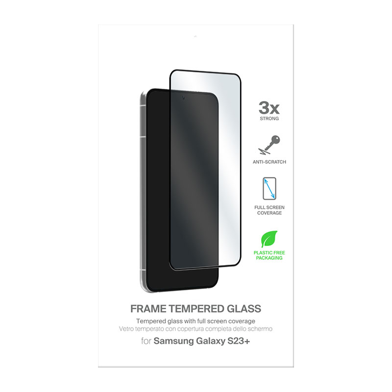 PURO Frame Tempered Glass - Szkło ochronne hartowane na ekran Samsung Galaxy S23+ (czarna ramka)