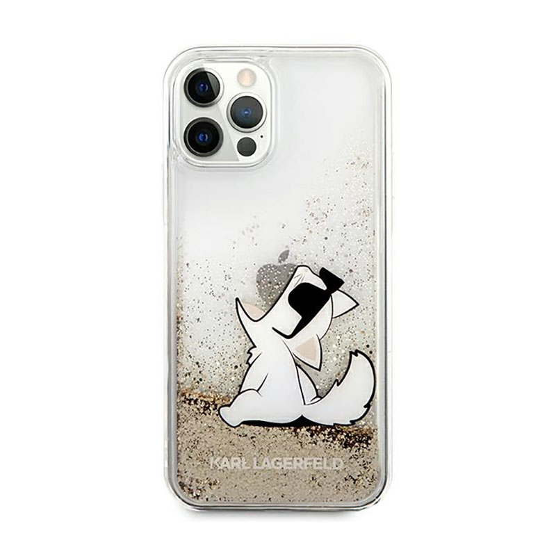 Karl Lagerfeld Liquid Glitter Choupette Fun - Etui iPhone 12 / iPhone 12 Pro (złoty)