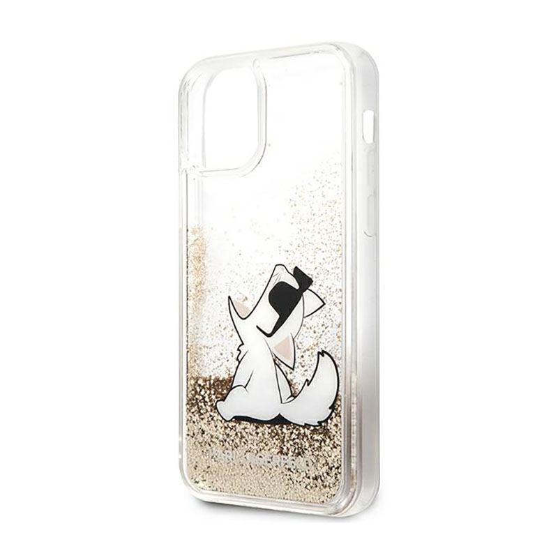 Karl Lagerfeld Liquid Glitter Choupette Fun - Etui iPhone 12 / iPhone 12 Pro (złoty)