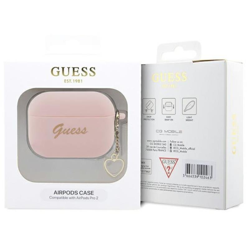 Guess Silicone Heart Charm - Etui AirPods Pro 2 (różowy)