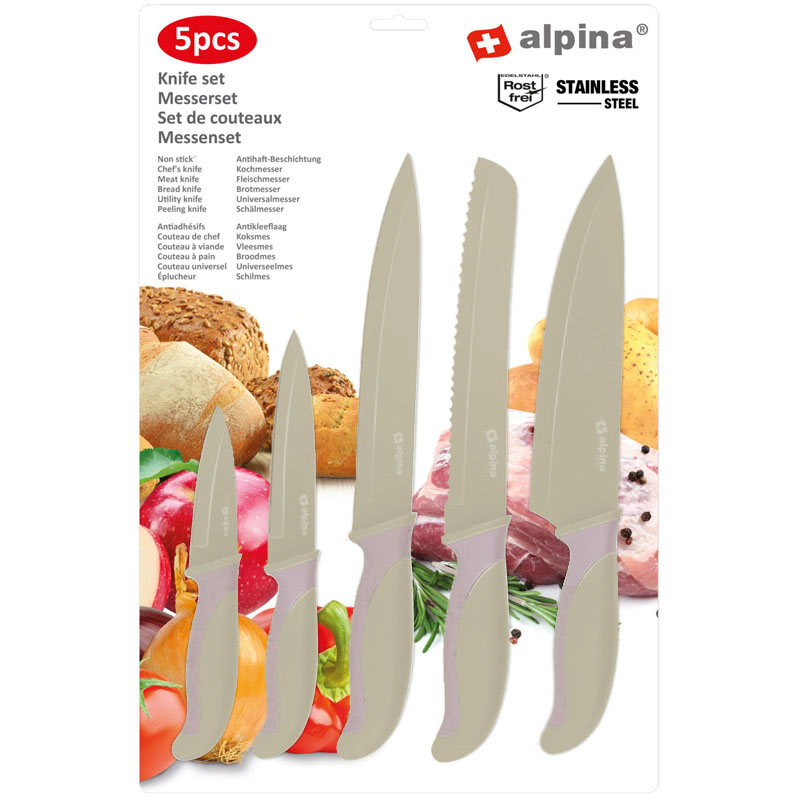 Alpina - Zestaw noży ze stali nierdzewnej (beżowy)