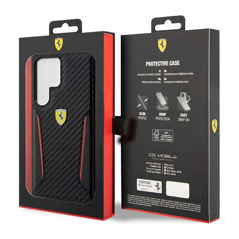 Ferrari Carbon Contrast Edges - Etui Samsung Galaxy S23 Ultra (czarny)