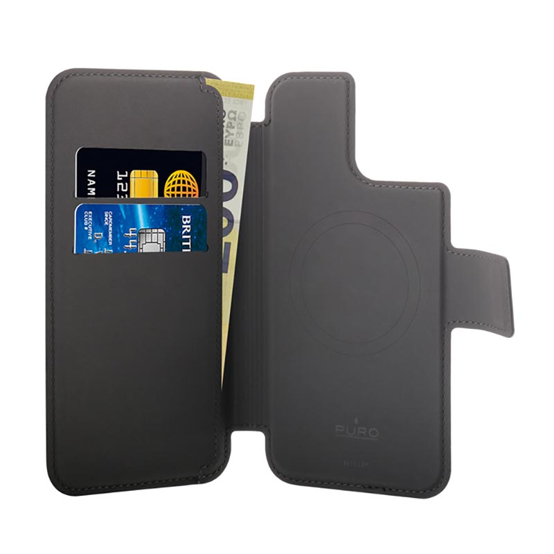 PURO Folio MagSafe Case – Etui iPhone 15 Plus / 14 Plus / 12 Pro Max (czarny)