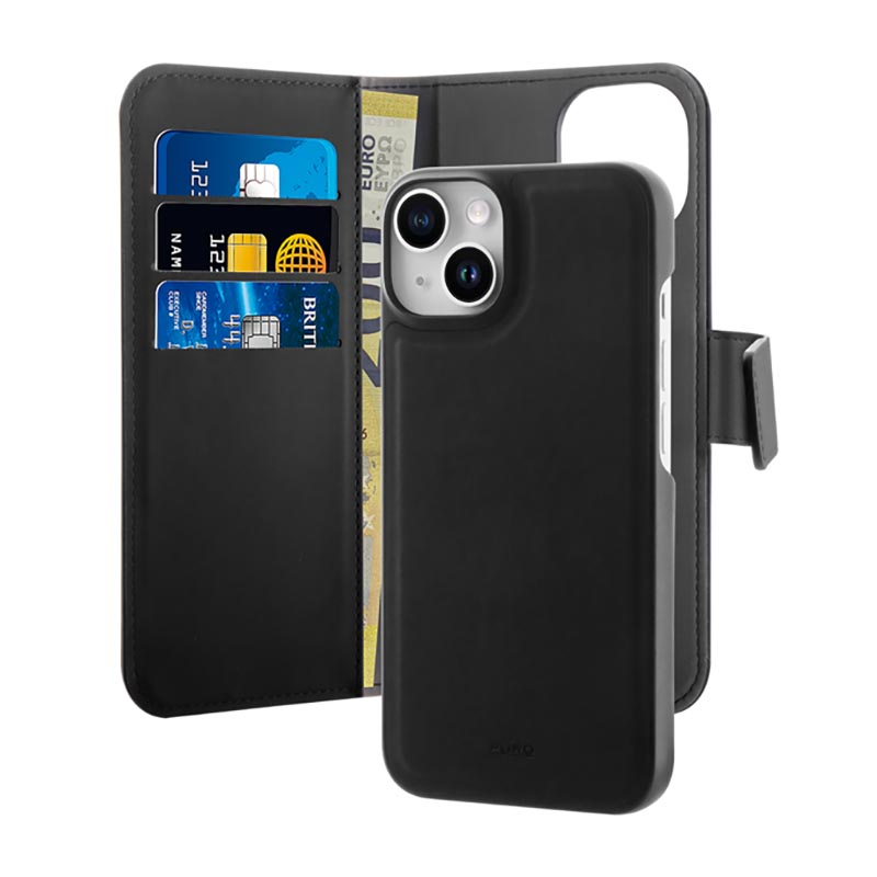 PURO Wallet Detachable MagSafe - Etui 2w1 iPhone 14 / iPhone 13 (czarny)