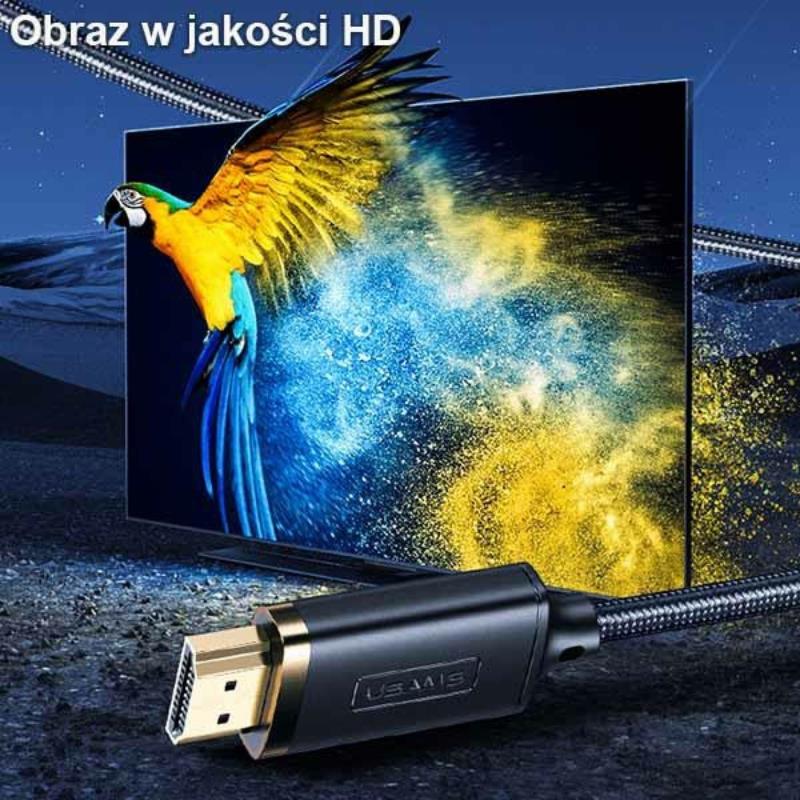 USAMS US-SJ509 - Kabel pleciony Lightning - HDMI 2m (czarny)