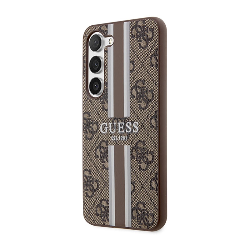 Guess 4G Printed Stripe - Etui Samsung Galaxy S23+ (brązowy)