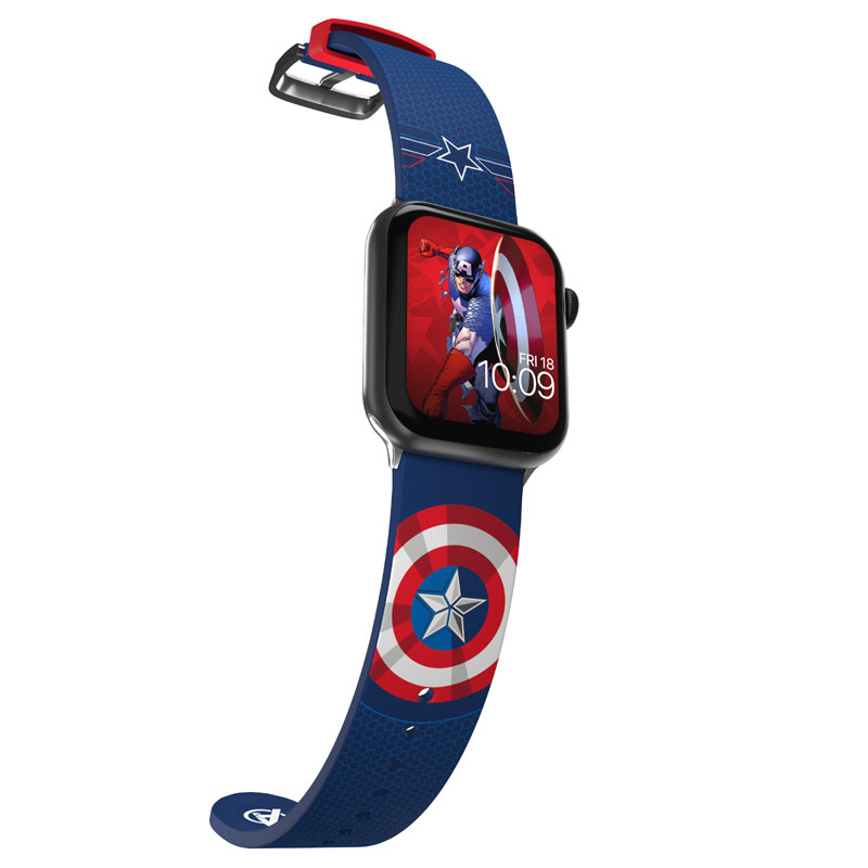 MARVEL - Pasek do Apple Watch 38/40/41/42/44/45/49 mm (Captain America Insignia)