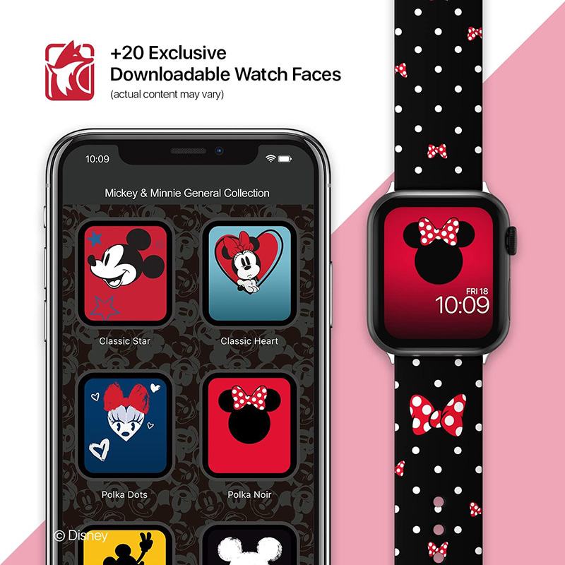 Disney Minnie Mouse - Pasek do Apple Watch 38/40/41/42/44/45/49 mm (Polka Noir)