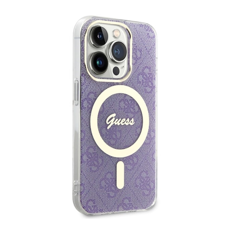 Guess 4G MagSafe - Etui iPhone 14 Pro (Purpurowy)
