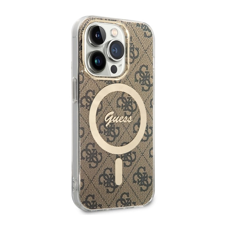 Guess 4G MagSafe - Etui iPhone 14 Pro (Brązowy)
