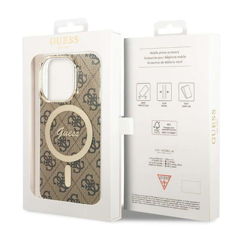 Guess 4G MagSafe - Etui iPhone 14 Pro (Brązowy)