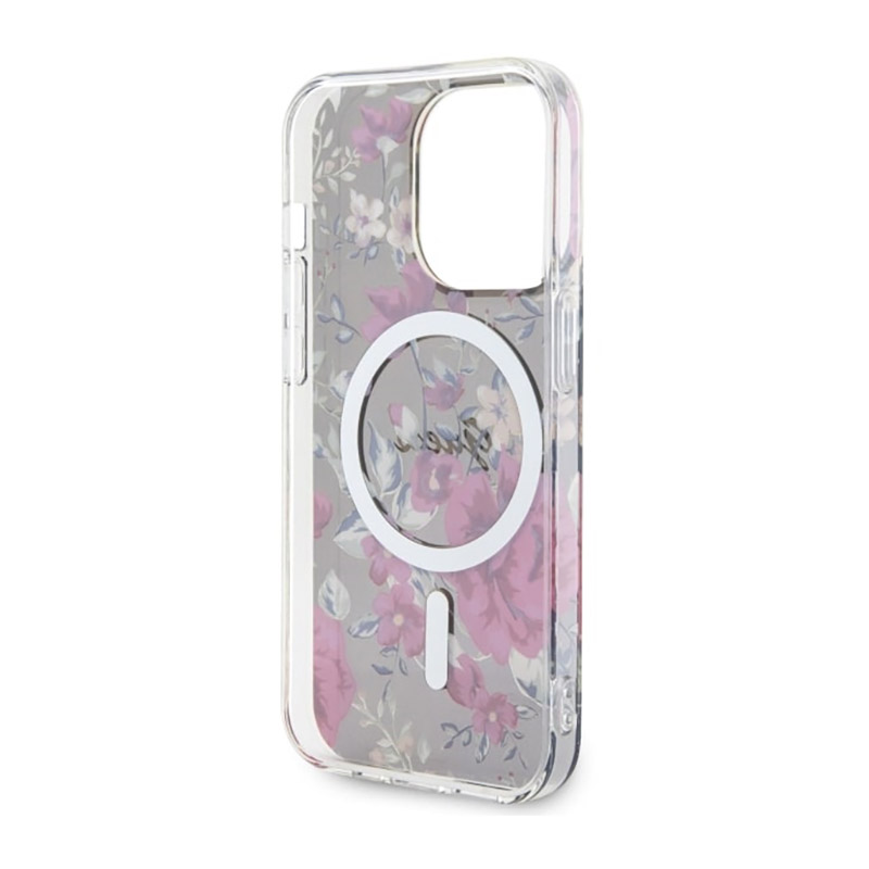 Guess Flower MagSafe - Etui iPhone 14 Pro (Zielony)