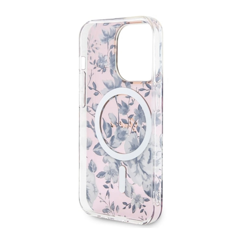Guess Flower MagSafe - Etui iPhone 14 Pro (Różowy)