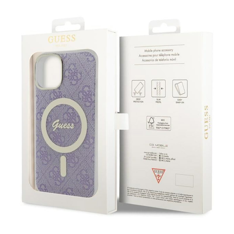 Guess 4G MagSafe - Etui iPhone 14 (Purpurowy)