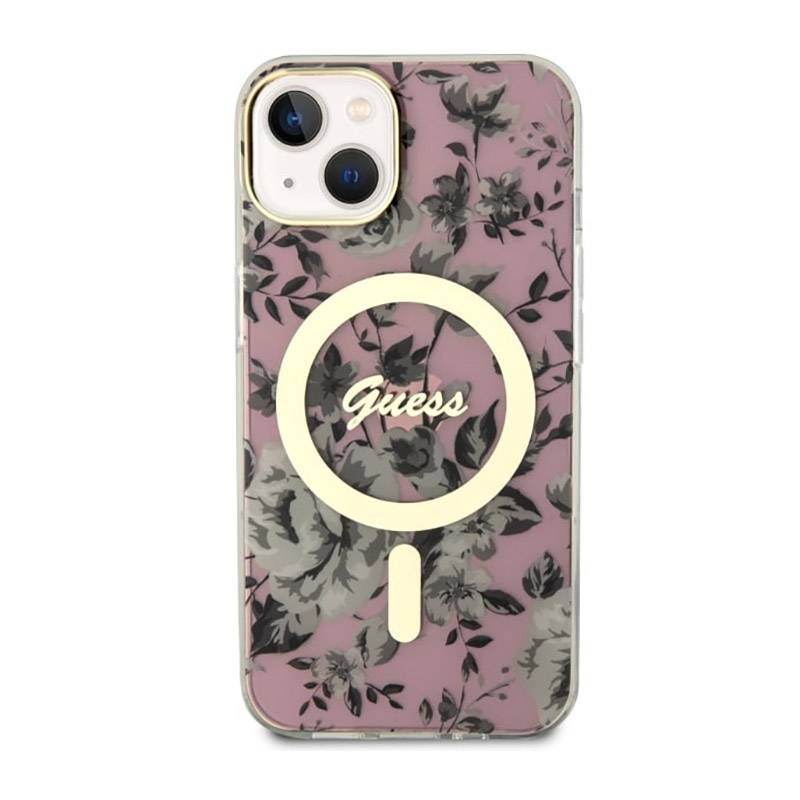 Guess Flower MagSafe - Etui iPhone 14 (Różowy)