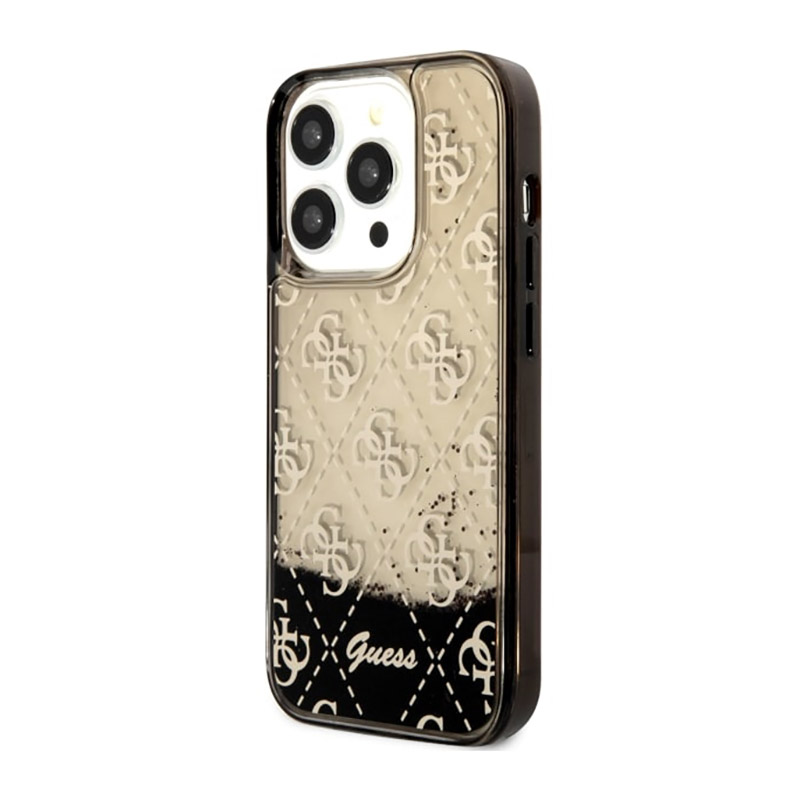 Guess Liquid Glitter Transculent 4G - Etui iPhone 14 Pro (Czarny)