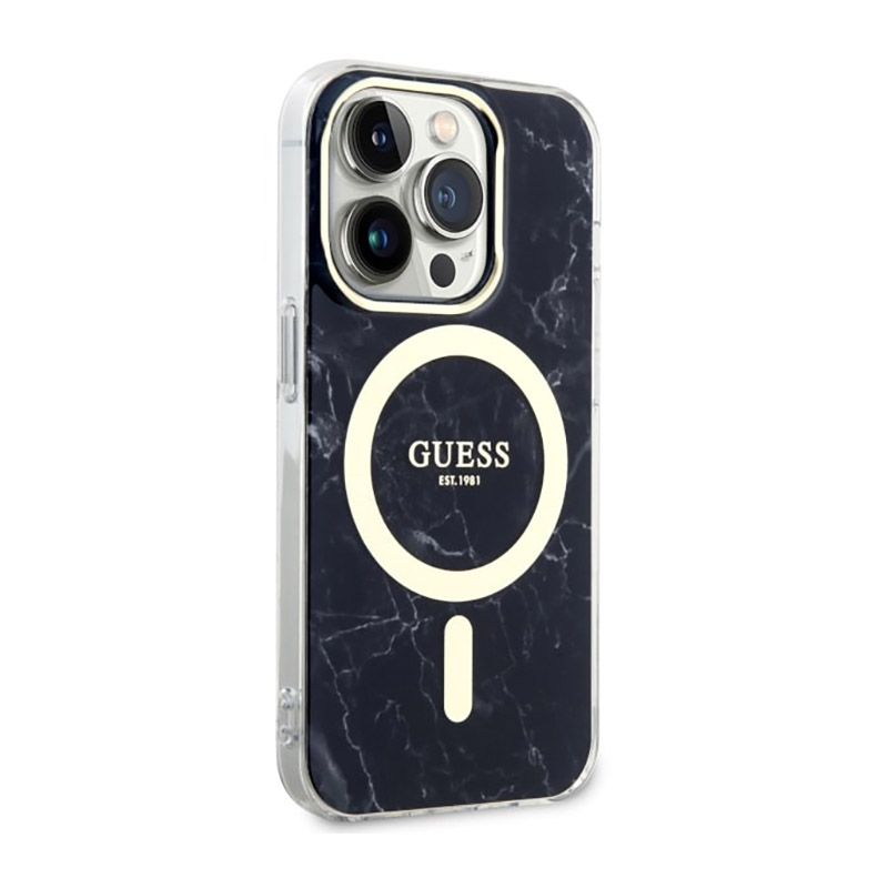 Guess Marble MagSafe - Etui iPhone 14 Pro Max (Czarny)