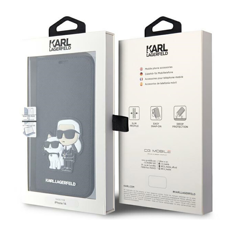 Karl Lagerfeld Booktype NFT Saffiano Karl & Choupette - Etui iPhone 14 (Czarny)