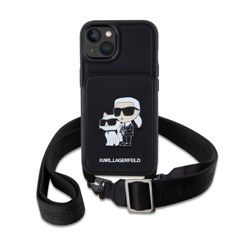Karl Lagerfeld Crosssbody NFT Saffiano Karl & Choupette - Etui iPhone 14 (Czarny)