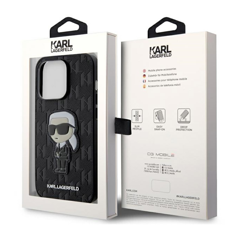 Karl Lagerfeld Saffiano Monogram NFT Ikonik - Etui iPhone 14 Pro Max (Czarny)