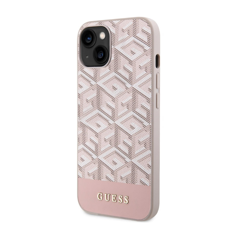 Guess GCube Stripes MagSafe - Etui iPhone 14 Plus (Różowy)