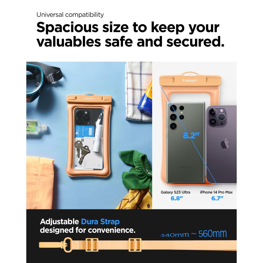 Spigen A610 Universal Waterproof Float Case - Etui do smartfonów do 6.9" (morelowy)