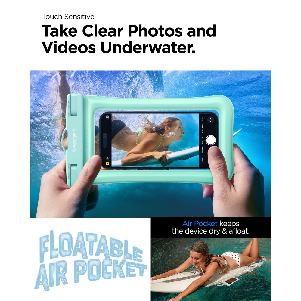Spigen A610 Universal Waterproof Float Case - Etui do smartfonów do 6.9" (miętowy)