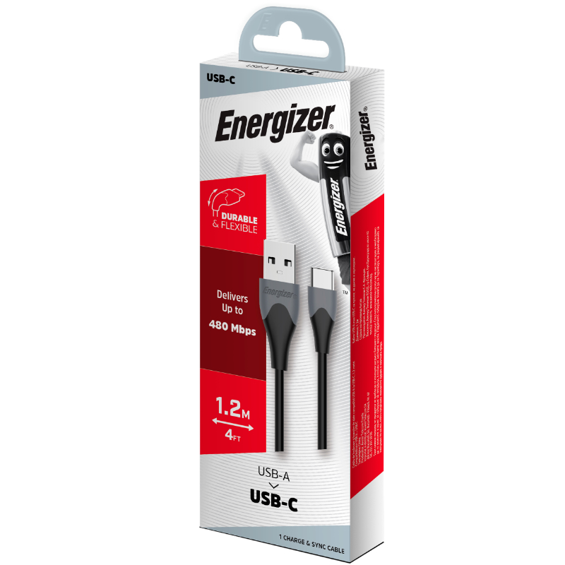 Energizer Classic - Kabel połączeniowy USB-A do USB-C 1.2m (Czarny)
