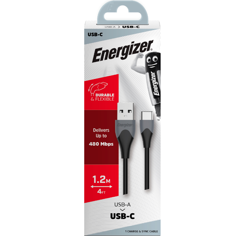Energizer Classic - Kabel połączeniowy USB-A do USB-C 1.2m (Czarny)