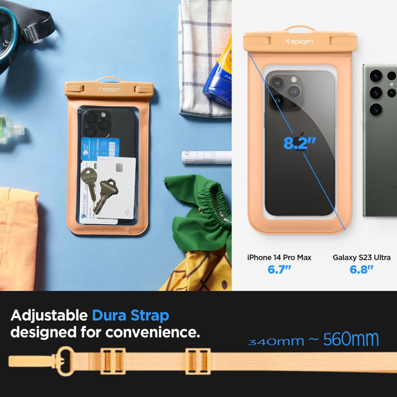 Spigen A601 Universal Waterproof Case - Etui do smartfonów do 6.9" (Morelowy)