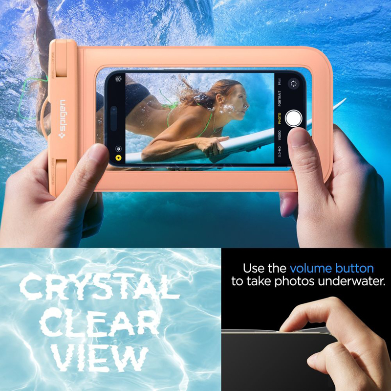 Spigen A601 Universal Waterproof Case - Etui do smartfonów do 6.9" (Morelowy)