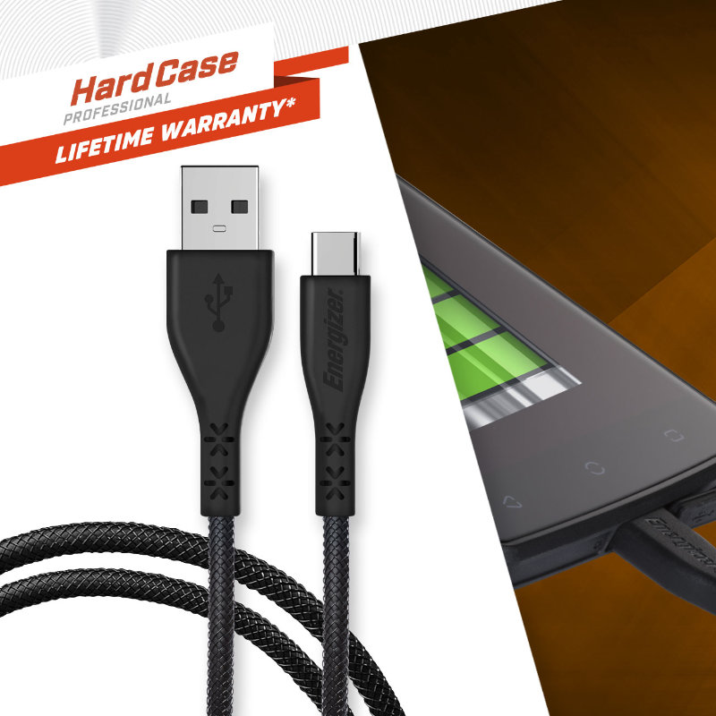 Energizer HardCase - Kabel połączeniowy USB-A do USB-C 1.2m (Czarny) dożywotnia gwarancja