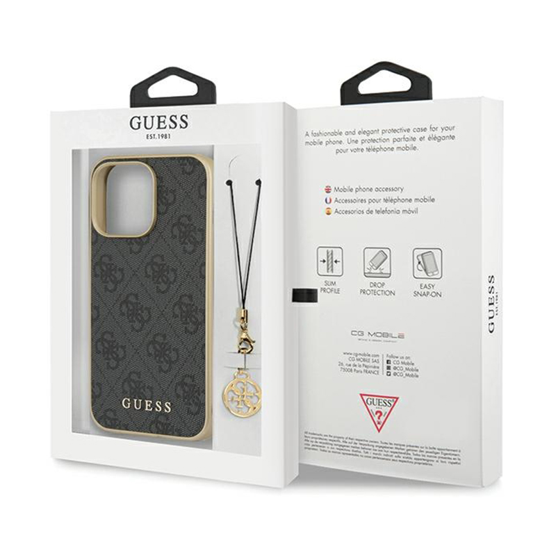 Guess 4G Charms Collection - Etui iPhone 14 Pro (szary)